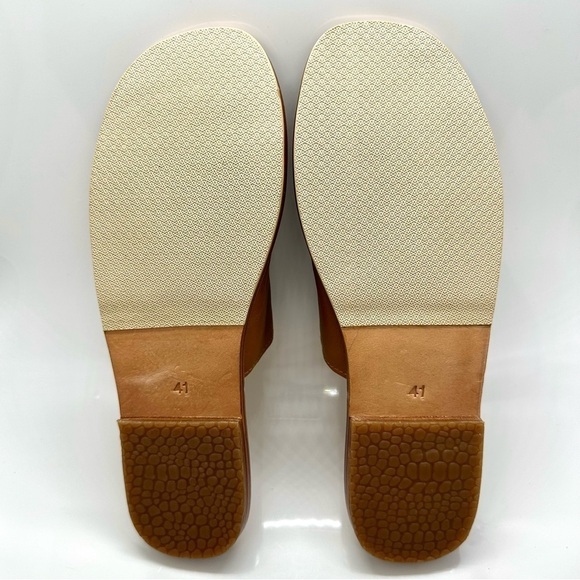 off Duty Deep Tan Leather Slip on Sandals - Picture 4 of 13